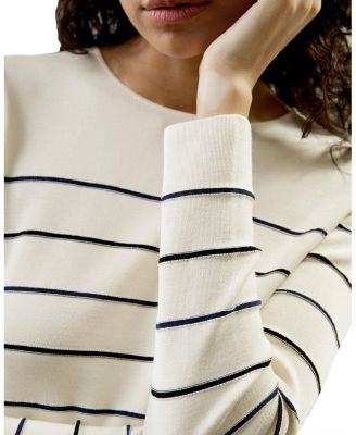 Cropped Silk-Knitted Long Sleeve Tee