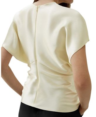 Short Batwing Sleeve Silk Contour Top