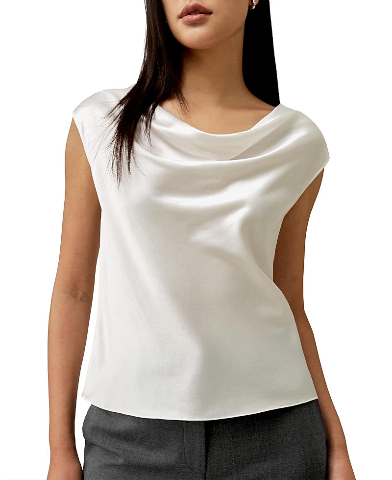 Lilysilk Silk Charmeuse Cowl Neck Top In White