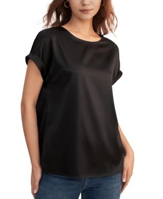 Short Sleeves Round Neck Silk Tee