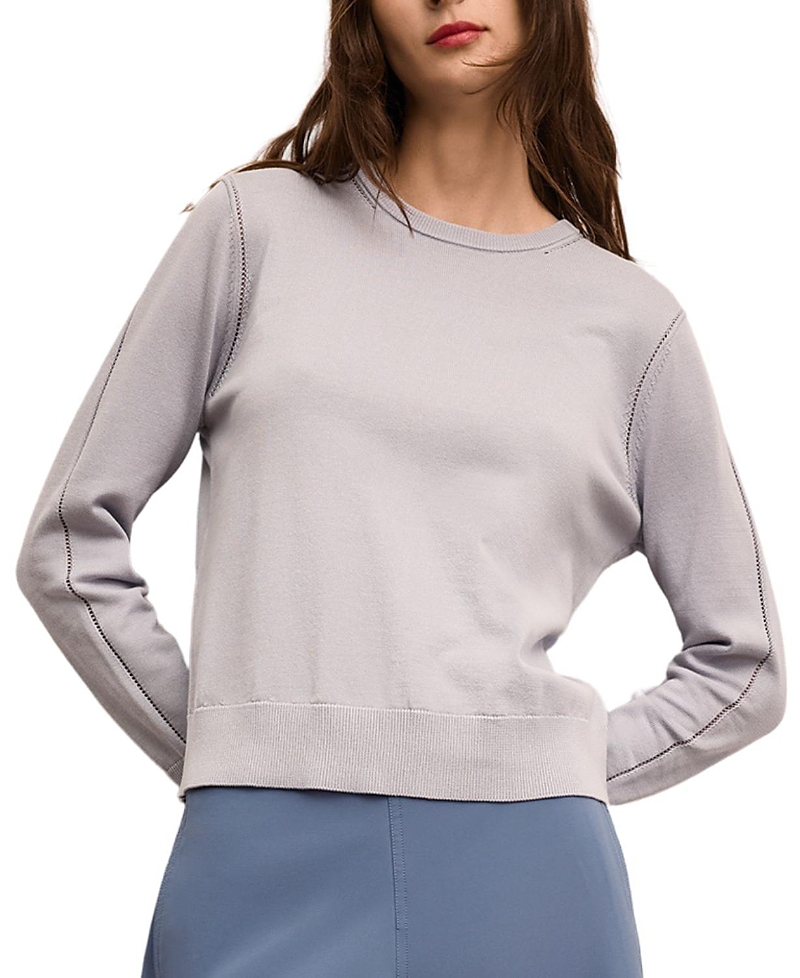 M.m.lafleur M. M.lafleur Larissa Pointelle Sweater - Cotton Silk Knit In Gray