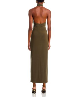 Halter Turtleneck Side Slit Gown