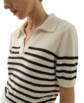 Striped Cashmere Polo Sweater