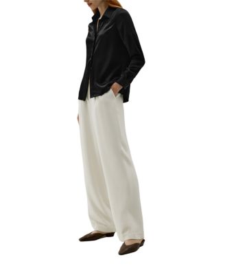 Women's Basic Concealed Placket Silk Shirt