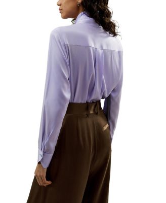 Silk Turtleneck Ribbon Blouse