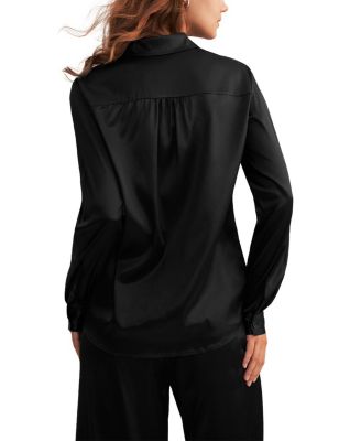 Long Sleeves Collared Silk Blouse