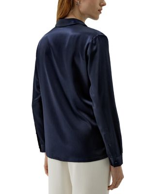 Classic Imitation Pearl Button Silk Shirt
