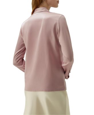 Classic Imitation Pearl Button Silk Shirt