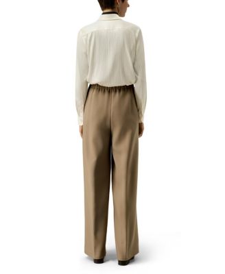 Silk-Wool Pleated Wide-Leg Trousers