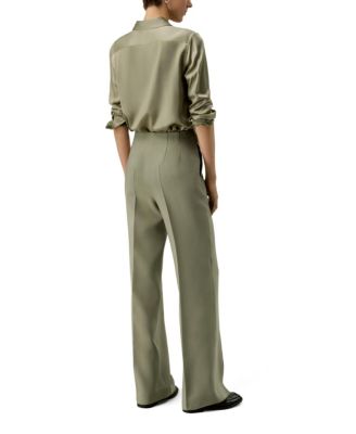 Silk-Wool Twill Flare Pants