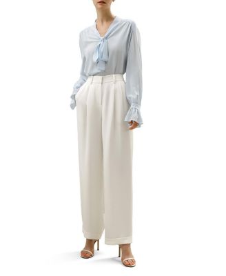 Silk V-Neck Ribbon Blouse