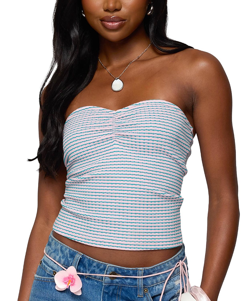 Edikted Women's Veranda Textured Striped Tube Top - Pink Edikted Women's Veranda Textured Striped Tube Top - Pink