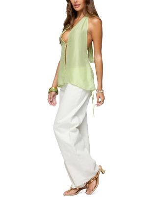 Silky Look Split Front Halter Top