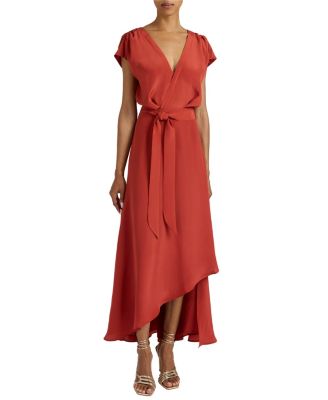 Fallon Midi Hi-Lo Dress in Silk Crepe de Chine