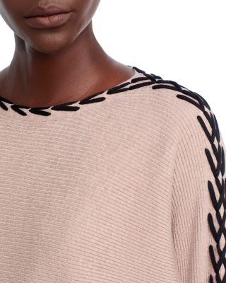 Whipstitch Boat Neck Dolman Sleeve Sweater