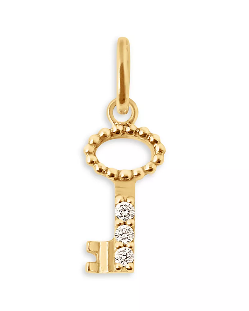 Gigi Clozeau 18K Yellow Gold Pirate Diamond Accent Key Pendant, 0.03 tcw