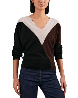 June V Neck Colorblocked Sweater
