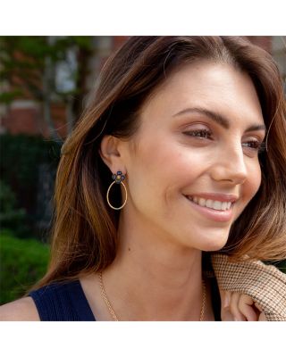 Blue Labradorite Berry Clover Teardrop Earrings