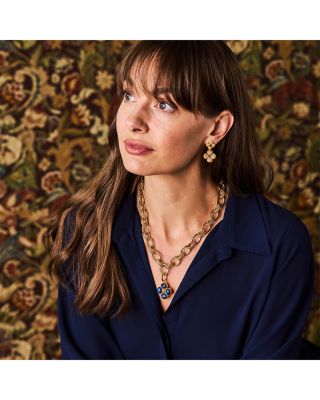 Blue Labradorite Berry Clover Double Sided Pendant