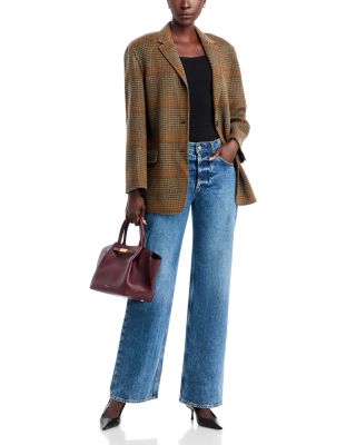 Oversized Blazer in Plaid Wool-Cashmere