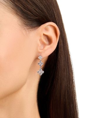 Diamond Triple Cluster Drop Earrings in 14K White Gold, 3.5 tcw