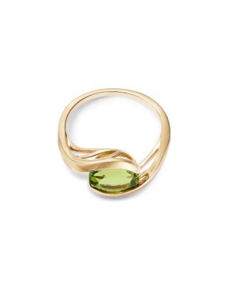 Peridot Asymmetrical Oval Ring in 14K Yellow Gold