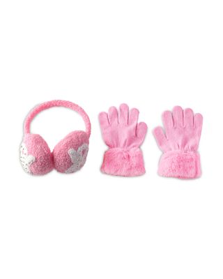 Girls' Bow Earmuffs & Faux Fur Cuff Gloves Set - Big Kid