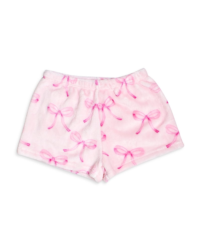 Omg Accessories Girls' Bow Cozy Pajama Shorts In Pink