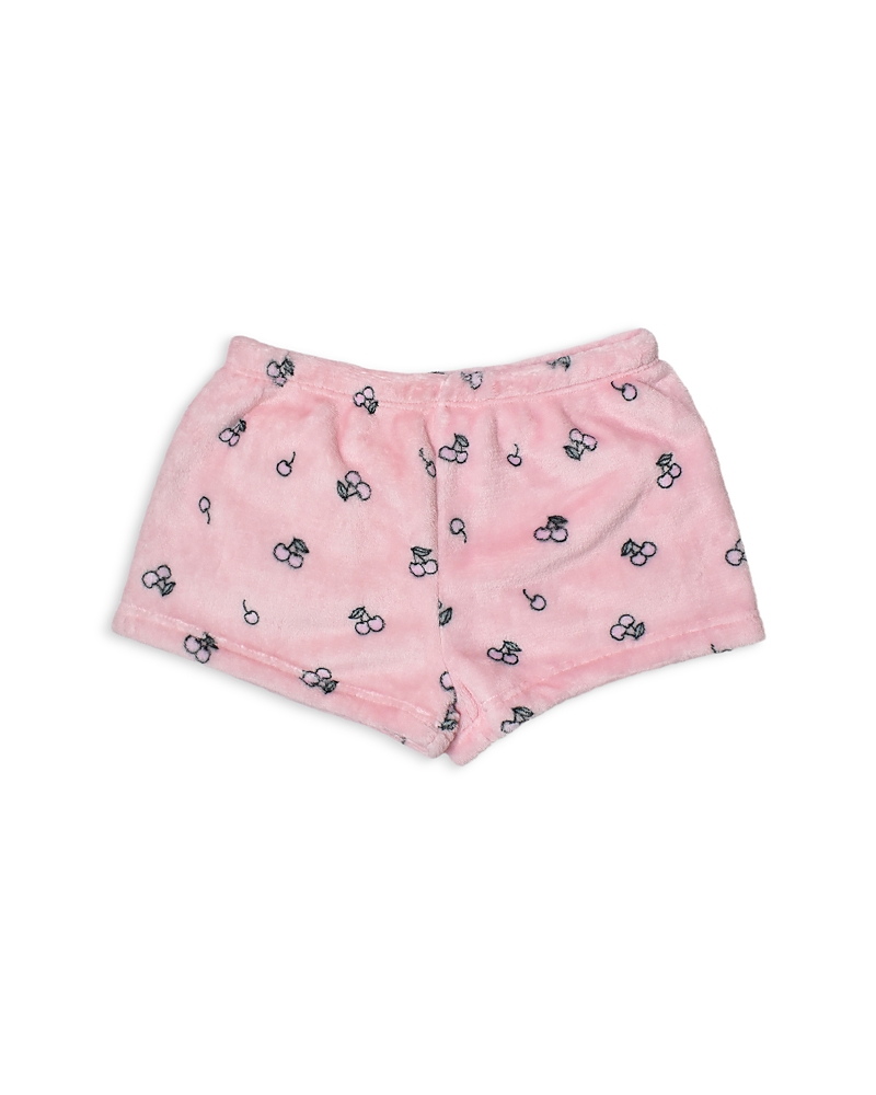 Omg Accessories Girls' Cherry Print Pajama Shorts - Big Kid In Pink