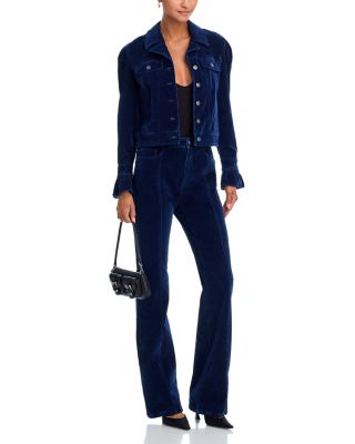 Shailen High Rise Velvet Denim Jeans in Annecy