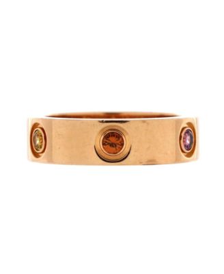 Love 6 Stone Band Ring 18K Rose Gold with Sapphires, Garnets and Amethyst