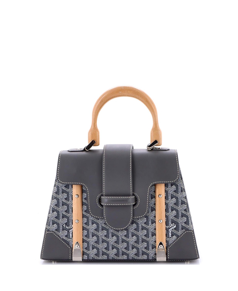 PRE-OWNED GOYARD Pre-owned Goyard Pm Saigon Top Handle Bag Coated Canvas With Leather In Gray