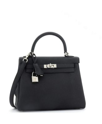  Kelly 25 Handbag Black Togo with Palladium Hardware