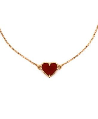  Sweet Alhambra Heart Bracelet 18K Rose Gold with Carnelian