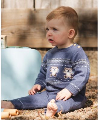Boys' Knitted Jacquard Sweater and Pant Set - Baby