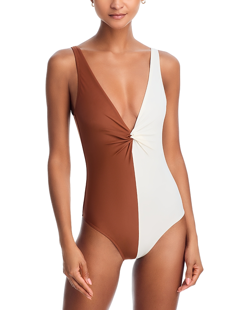 Solid & Striped The Enza One Piece Swimsuit In Brown