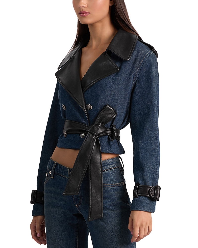 Alice And Olivia Keith Cropped Denim Trench Jacket
