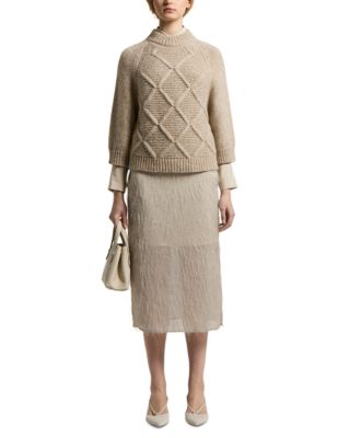 Three Quarter Sleeve Knitted Sweater