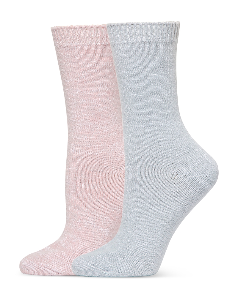 Hue Sparkle Marled Crew Socks, Pack Of 2 In Pink