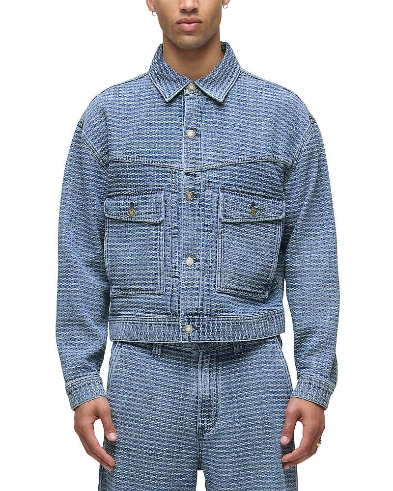 Hudson Jacquard Trucker Jacket In Blue
