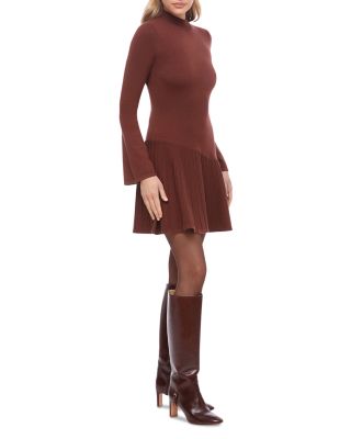 Mock Neck Knit Mini Sweater Dress