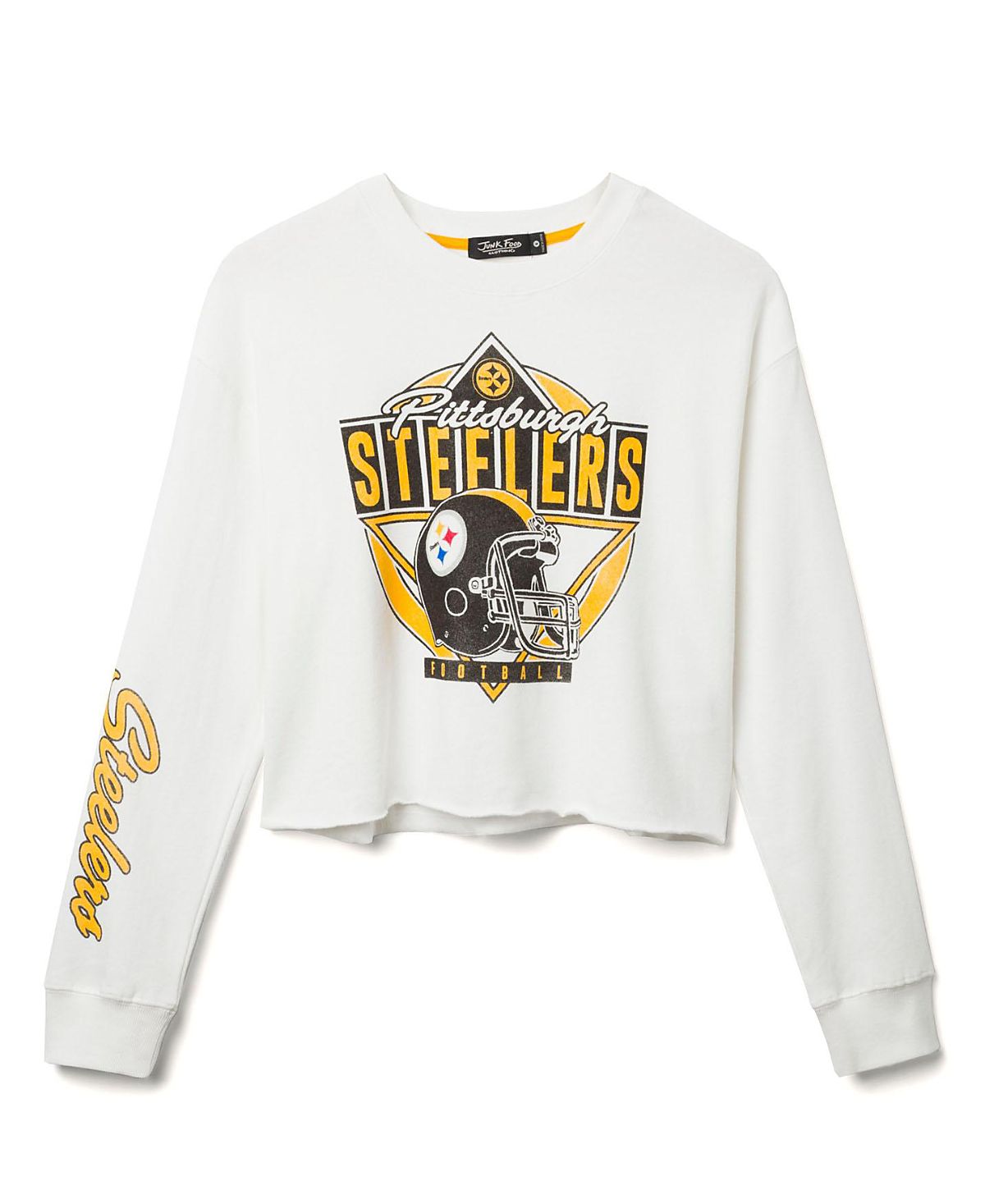 Junk Food Clothing Women's Nfl Pittsburgh Steelers Helmet Crop Fleece Sweatshirt
