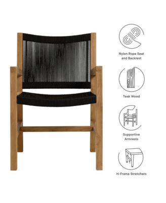 Vienna Outdoor Patio Teak and Rope Dining Armchairs Set of 2