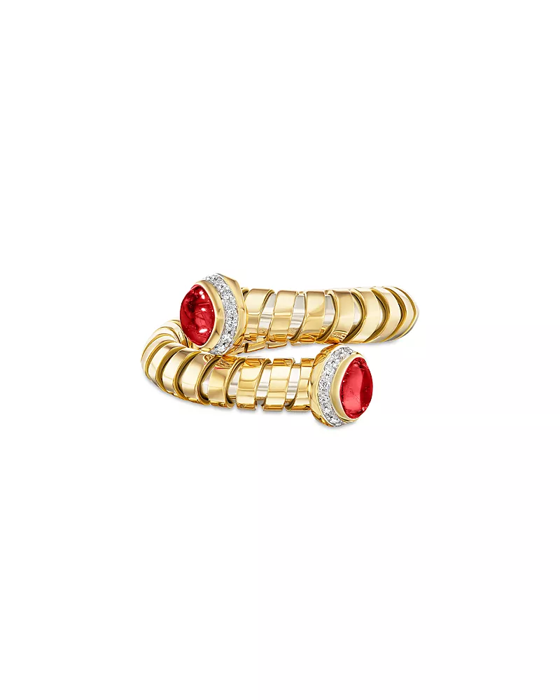 Marina B Ruby & Diamond Bypass Ring in Titanium & 18K Yellow Gold