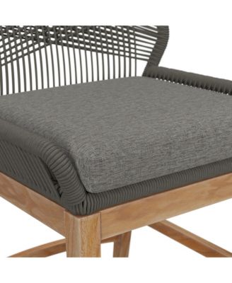 Wellspring Outdoor Patio Teak and Rope Counter Stool