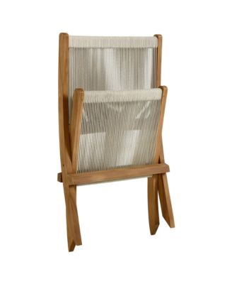 Vienna Outdoor Patio Teak and Rope Folding Accent Lounge Chair