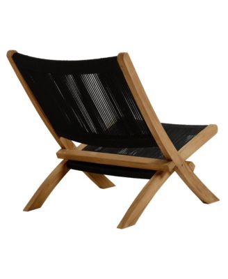 Vienna Outdoor Patio Teak and Rope Folding Accent Lounge Chair