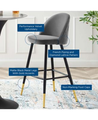 Cordial Performance Velvet Bar Stools, Set of 2