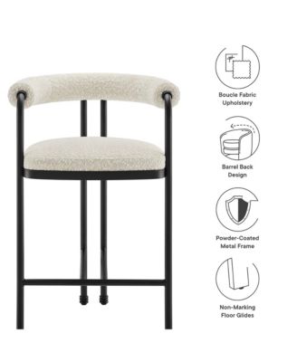 Turin Curved Back Boucle and Metal Counter Stool