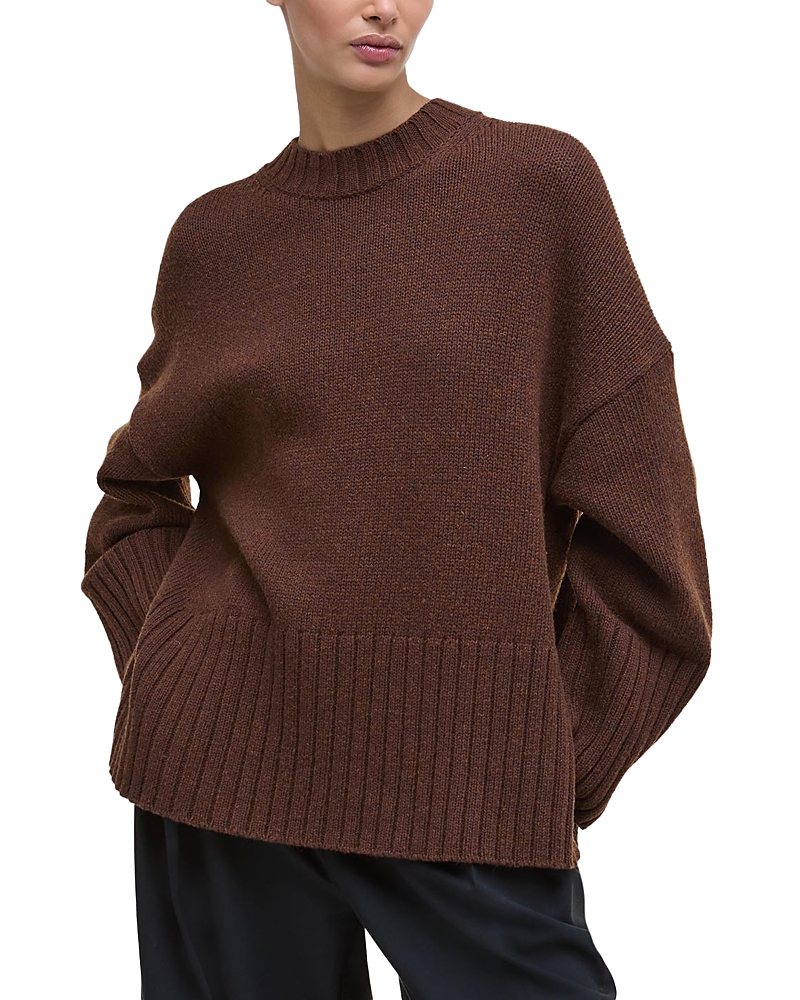 Barbour Ribbed-knit Crew-neck Sweater In Brown